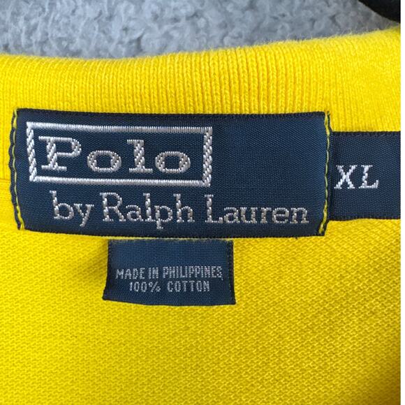 Polo By Ralph Lauren Vintage Yellow Green Pony Polo Shirt Big and Tall XL Preppy - Picture 7 of 8